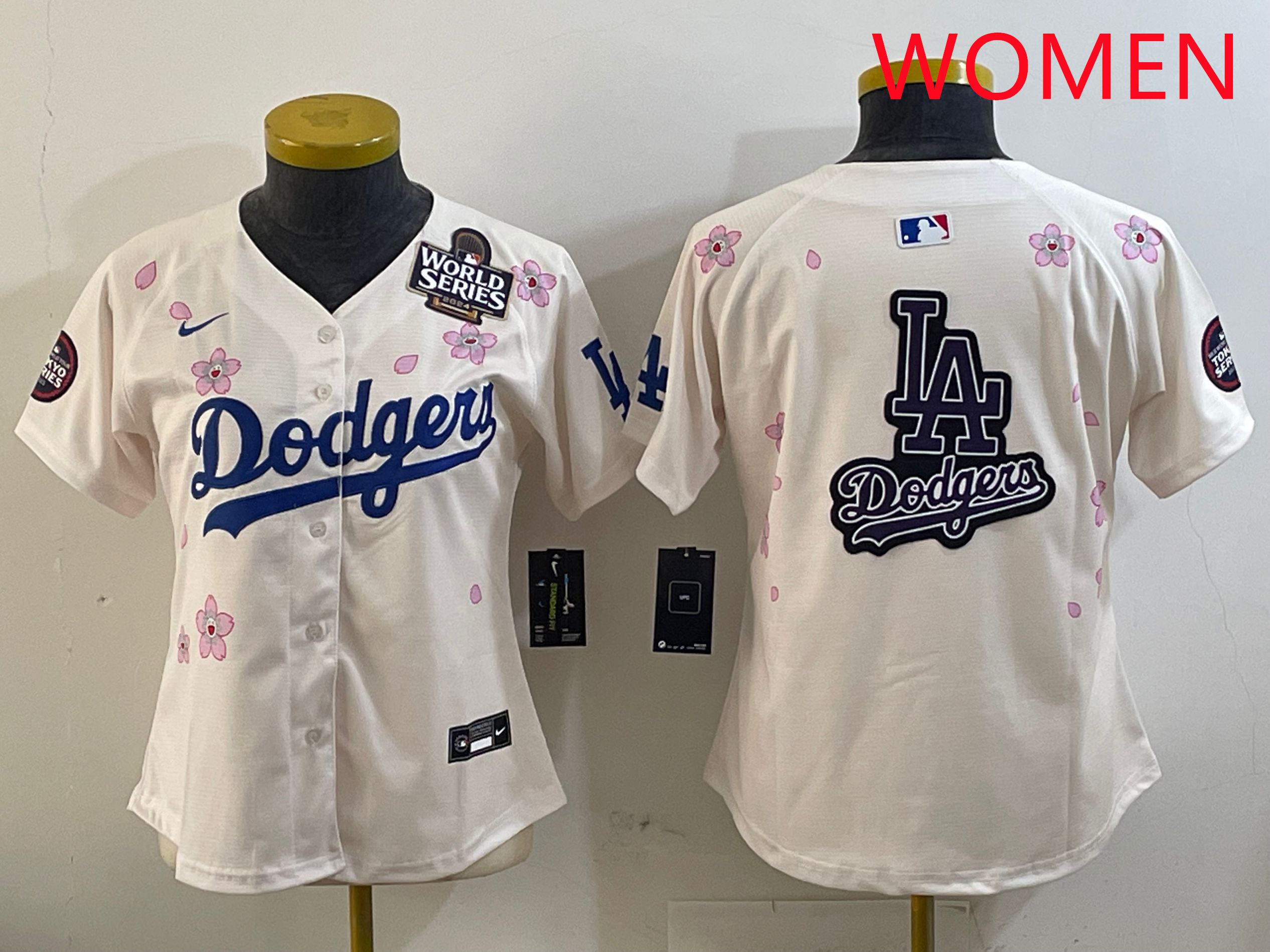 Women Los Angeles Dodgers Blank Cream Sakura Edition 2025 Nike MLB Jersey style 21